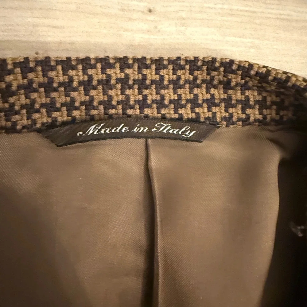 Vintage CANALI Sport Coat Jacket Men 42S EU 52C Brown Wool Houndstooth 3 Button